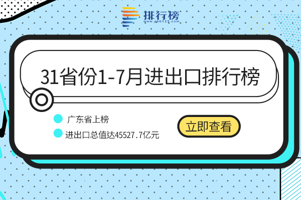 31省份2023年1-7月进出口排行榜：广东领跑全国，首都排第五
